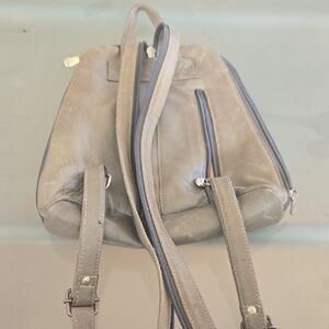 Elegant Gray Leather Backpack